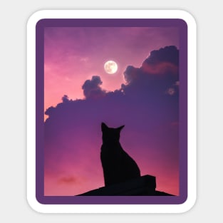 Cat Watching the Sunset Sticker